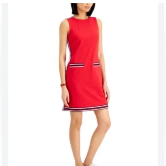 Tommy Hilfiger red,
Striped-Trim, Sleeveless Dress - XL - Picture 1 of 5